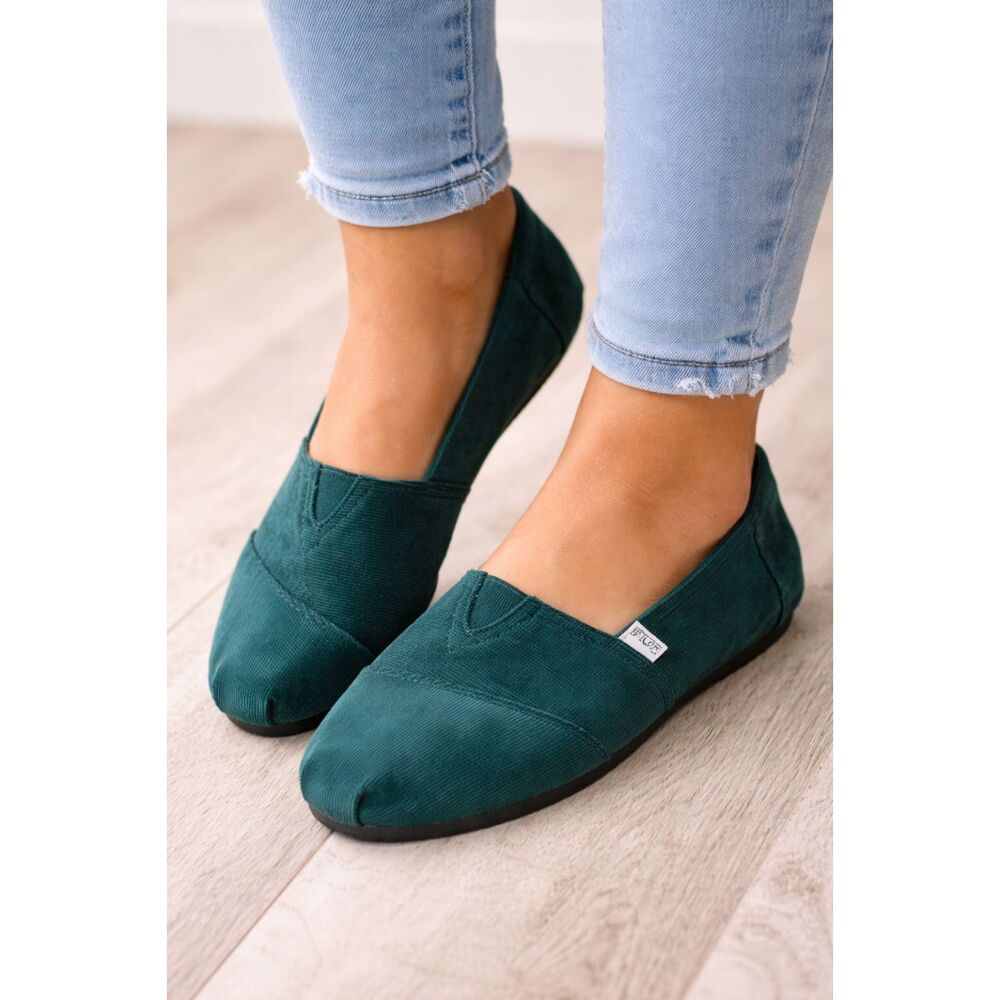Corkys Women's Shoes Sues Corduroy Slip On Casual Dark Green Corduroy Size 6